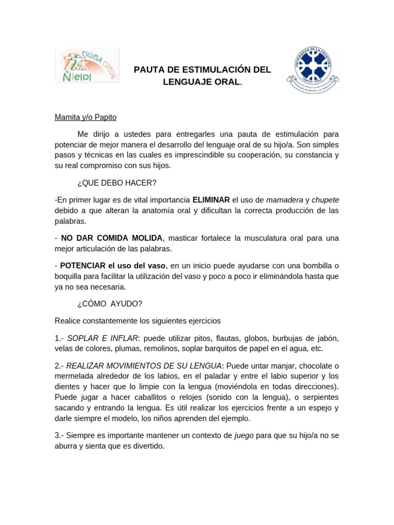 Estimulación del Lenguaje Oral Infantil | PDF