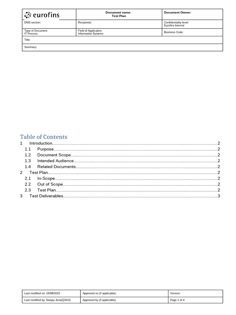 Test Plan - Old | PDF | Software Testing | Information Technology ...