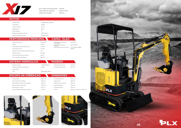 Catalogo Mini Escavadeira PLX X17 | PDF | Motores