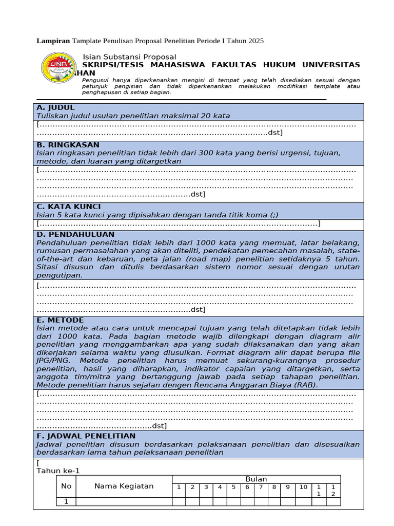 Template Proposal Penelitian 2025 | PDF