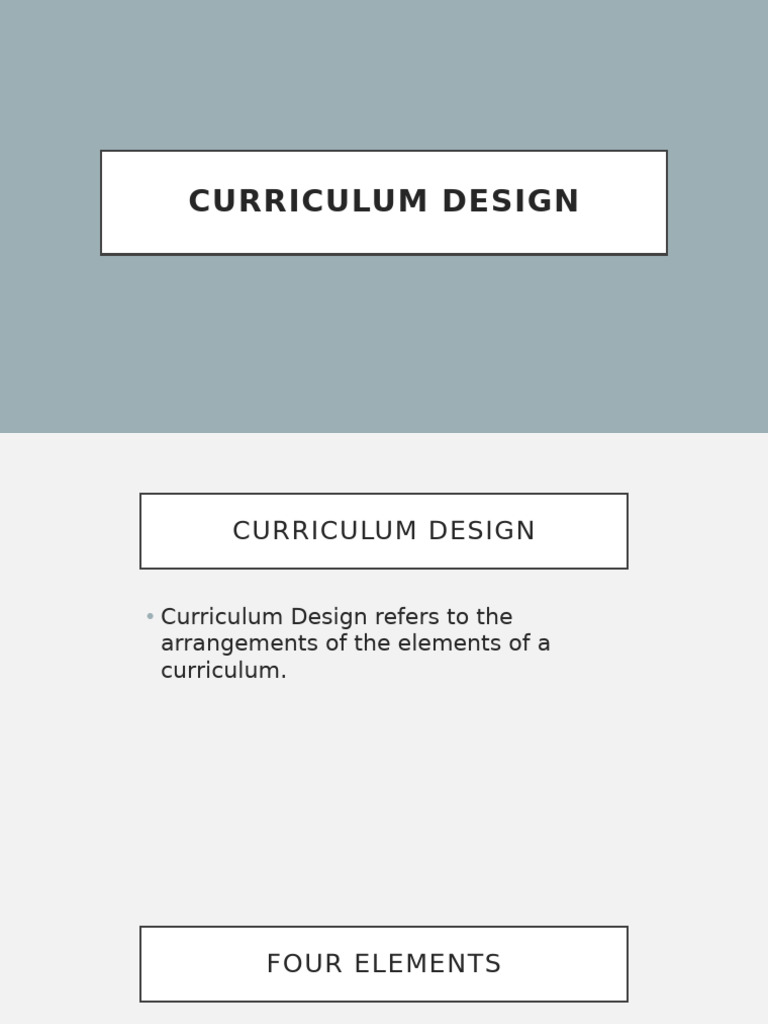 Overview of Curriculum Design Elements | PDF | Curriculum ...