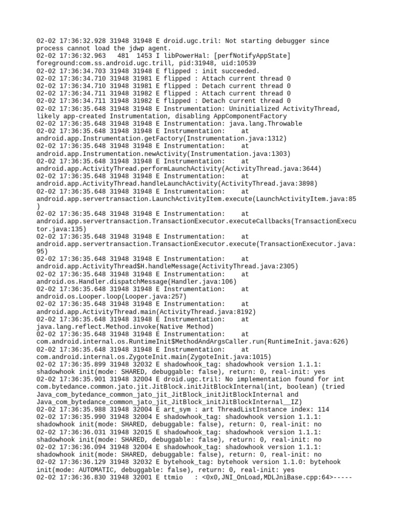 Android Debugging Errors Log Analysis | PDF | Computer Programming ...