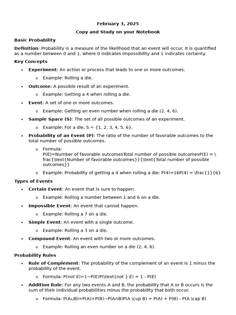 Basic Probability Concepts Explained | PDF | Probability | Experiment