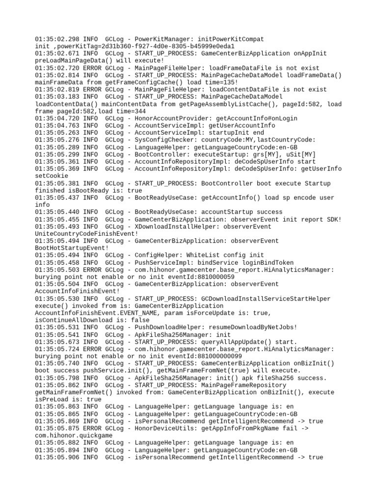GameCenter Application Startup Log | PDF | Software Engineering ...