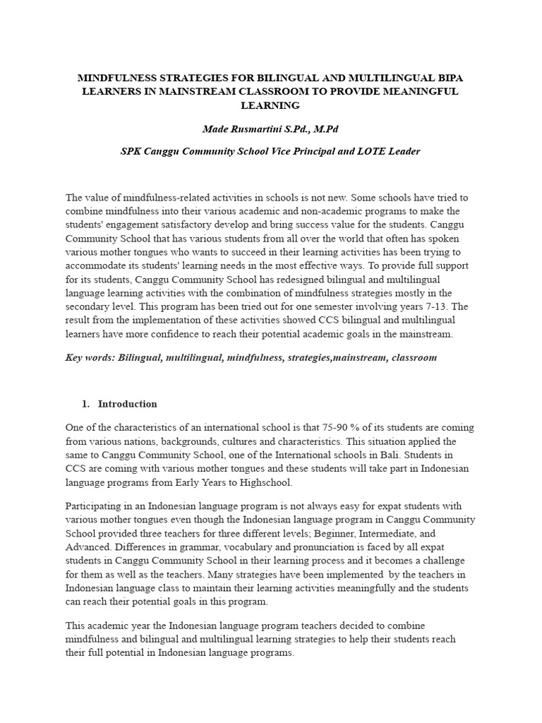 Mindfulness for Bilingual Learners | PDF | Multilingualism | Learning