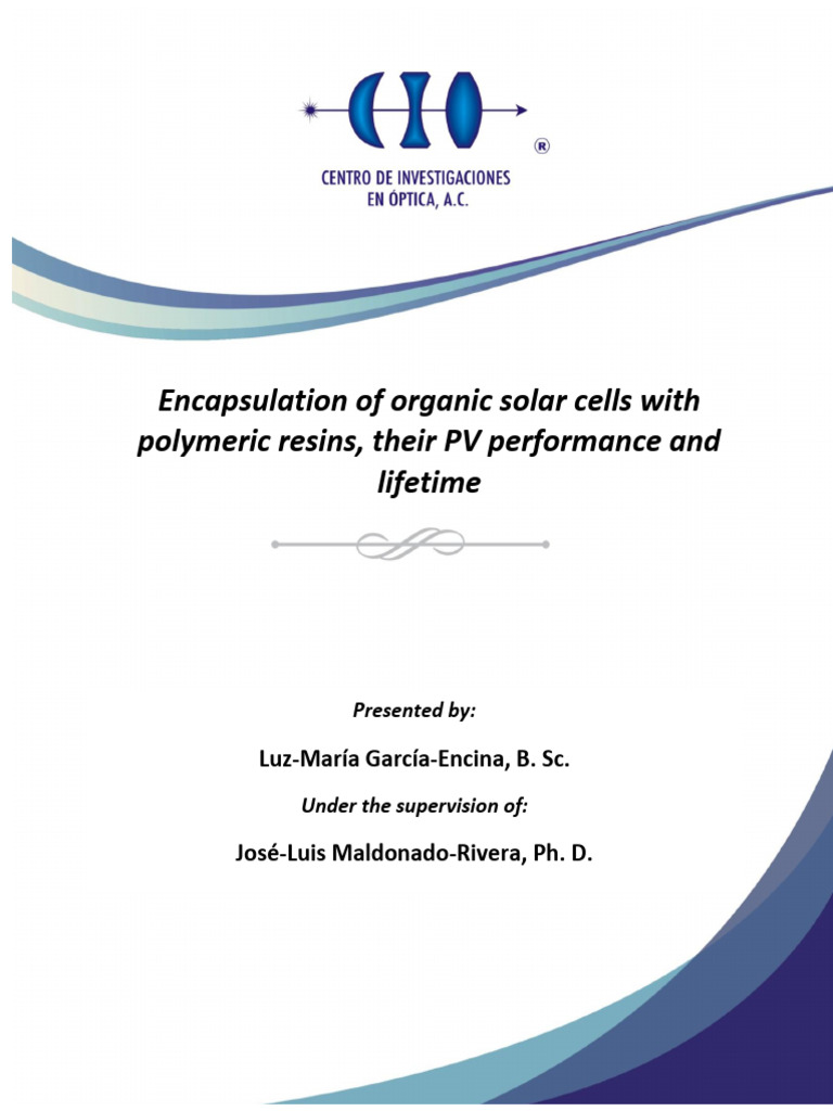 Encapsulation of Organic Solar Cells With Polymeric Resins, Their PV ...
