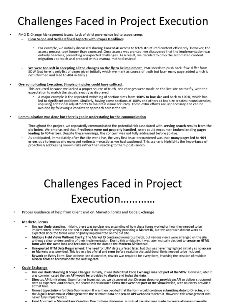 Project Execution Challenges and Solutions | PDF | Information ...