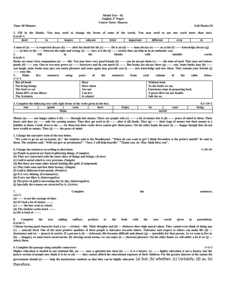 Model Test 02 Pdf