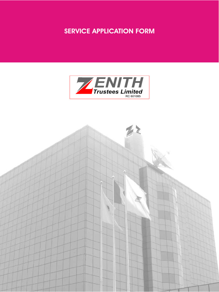 Zenith Trust Service Application Form | PDF | Banks | Identity Document