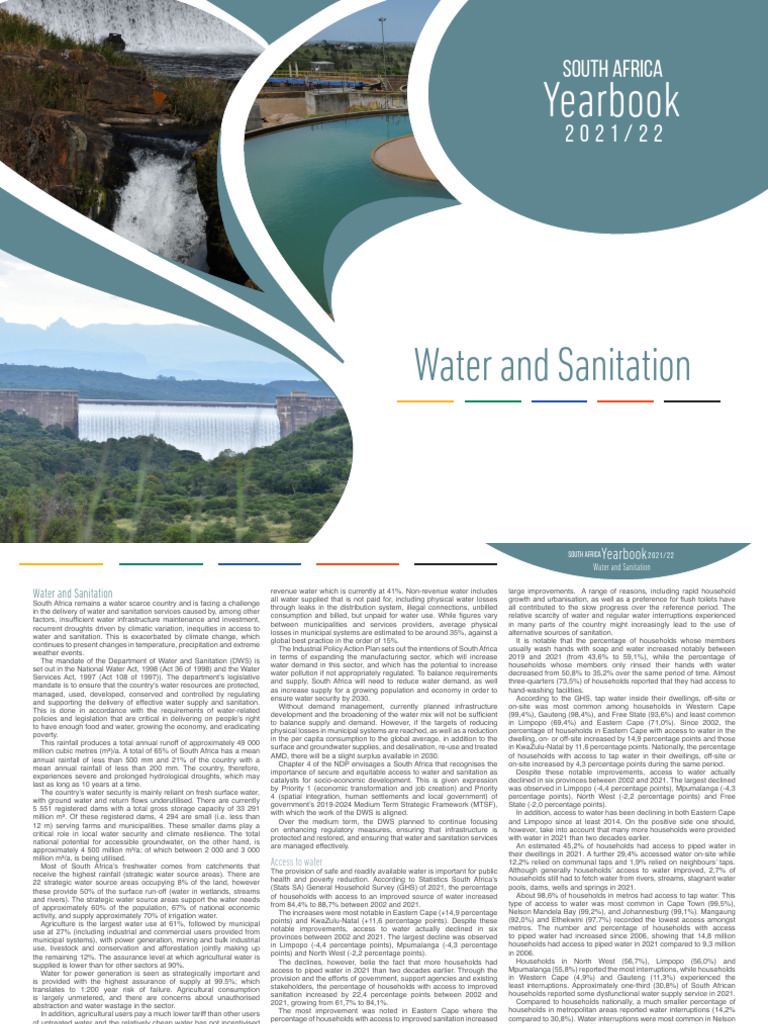 South Africa Water and Sanitation Overview | PDF | Wash | Water