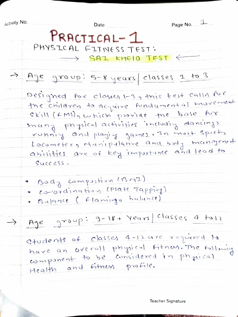 Pactical-1 Sai Khelo Test (S) | PDF