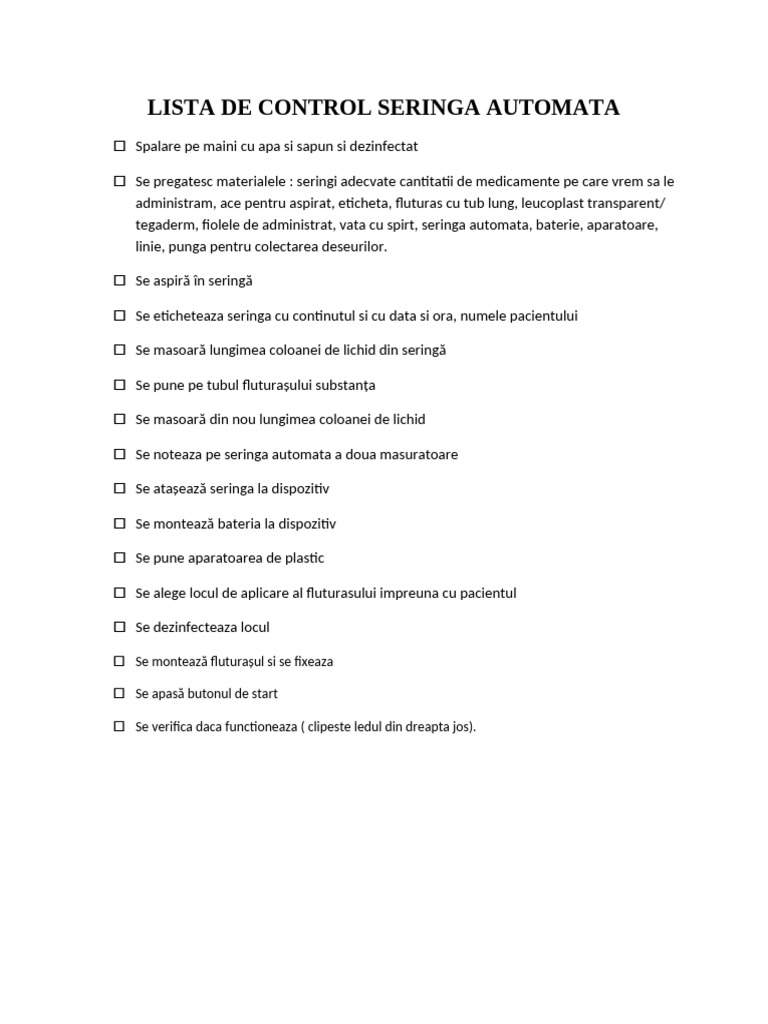 Lista de Control Seringa Automata | PDF