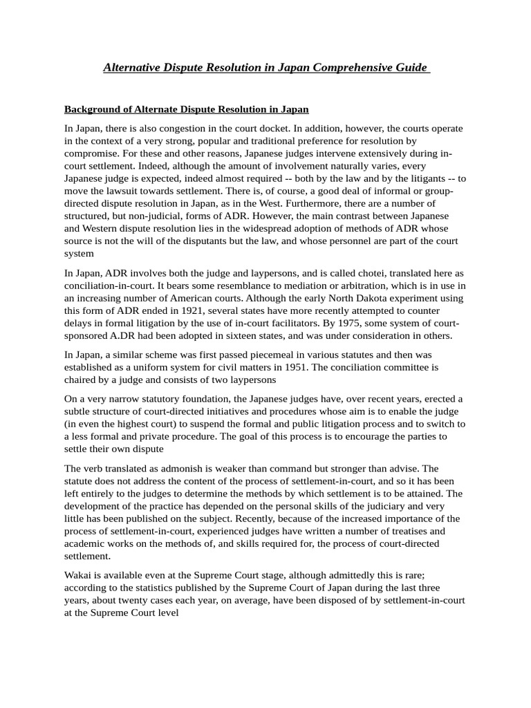 ADR Practices in Japan Explained | PDF | Alternative Dispute Resolution ...