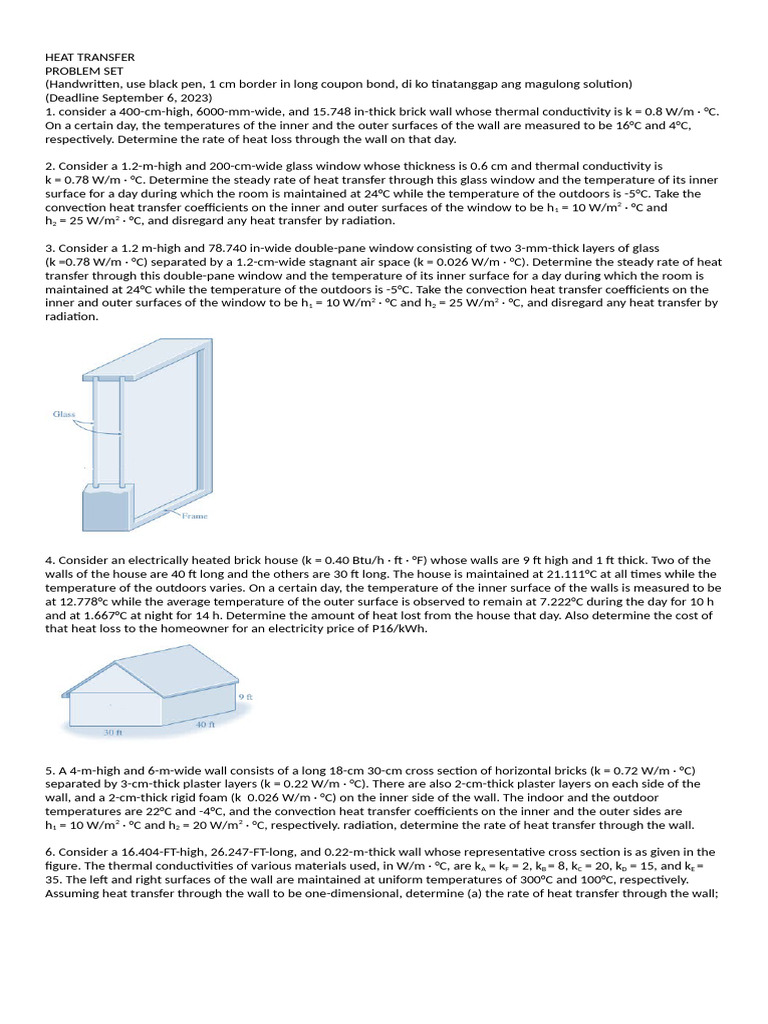Heat Transfer Problem Set | PDF | Heat Transfer | Heat