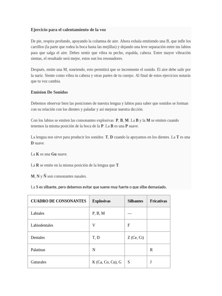Ejercicios para Calentar la Voz | PDF | Respiración