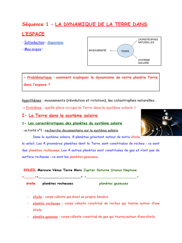 Dynamique de la Terre dans l'espace | PDF | Planètes | Système solaire