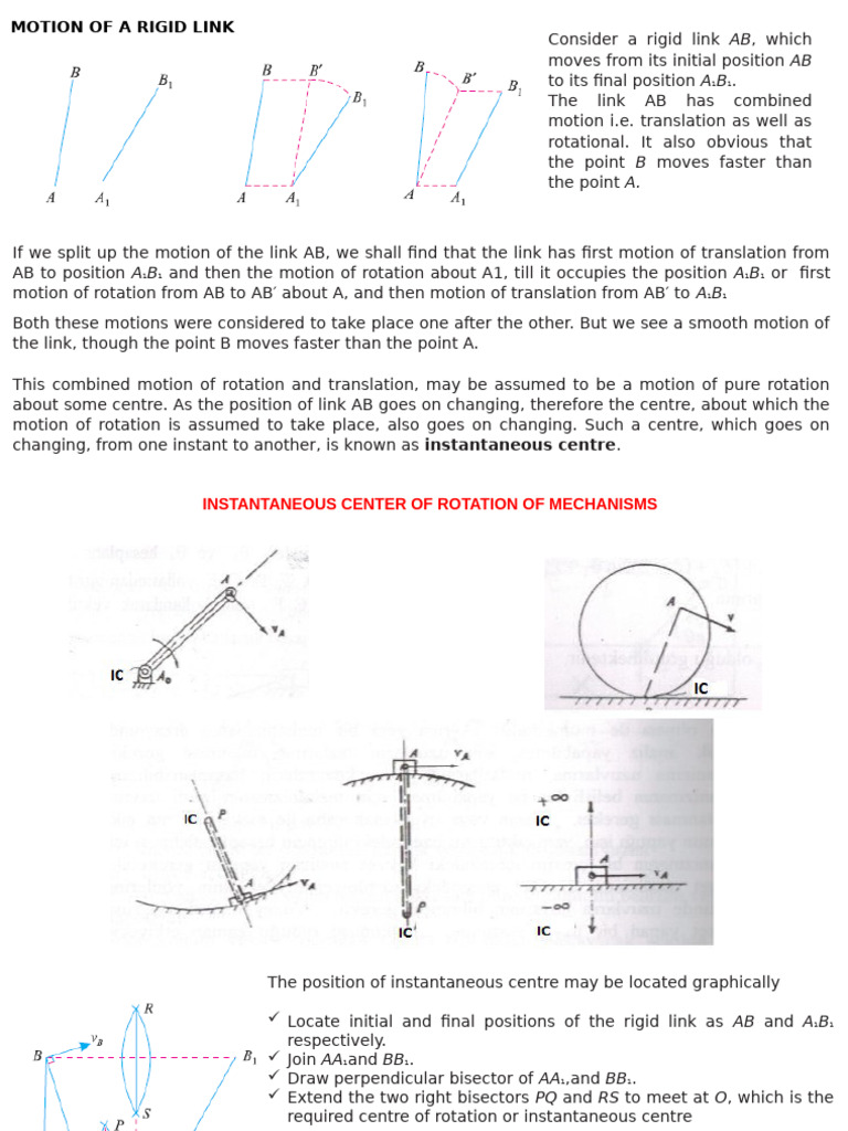 Instantaneous Center of Rigid Link Motion | PDF | Rotation | Space
