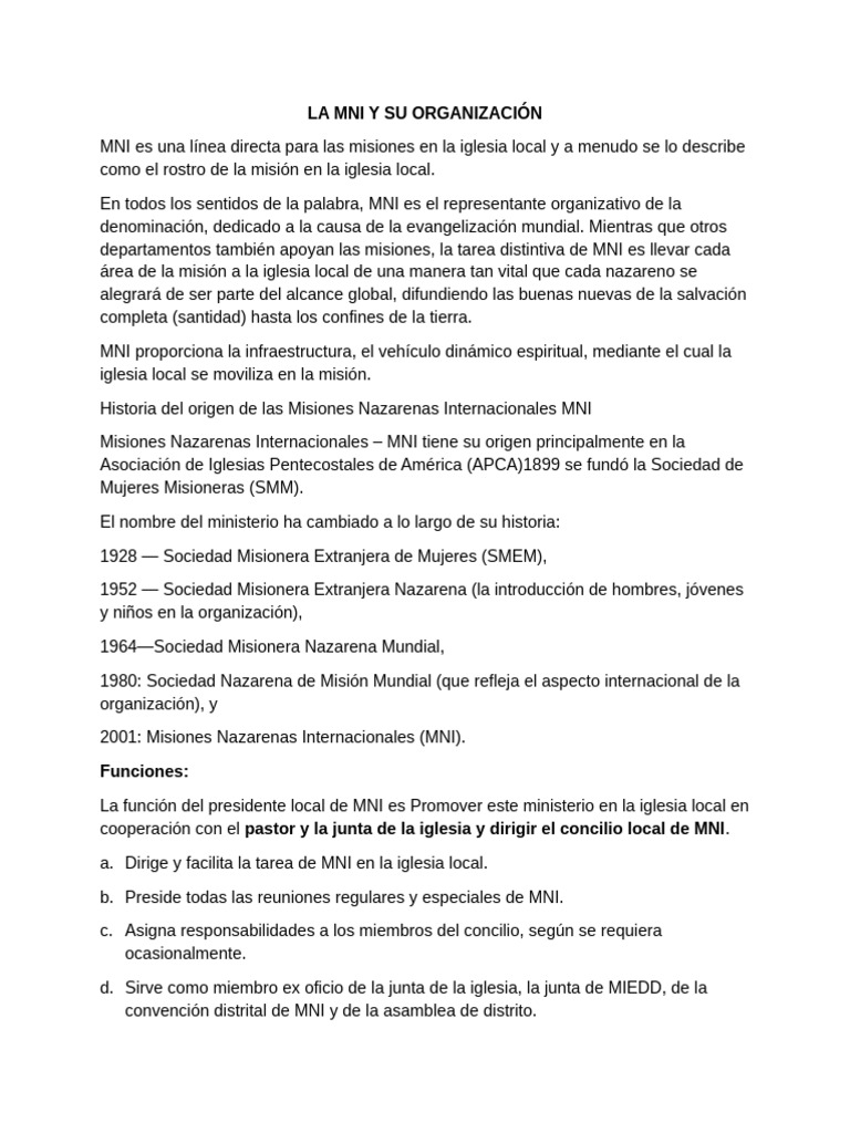 Qué es MNI y su impacto en misiones | PDF | Misionero | Iglesia cristiana