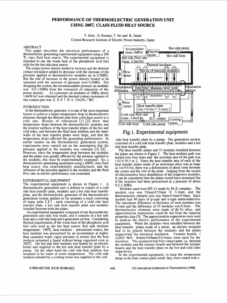 Thermoelectric Generator Performance at 200°C | PDF | Heat Transfer ...
