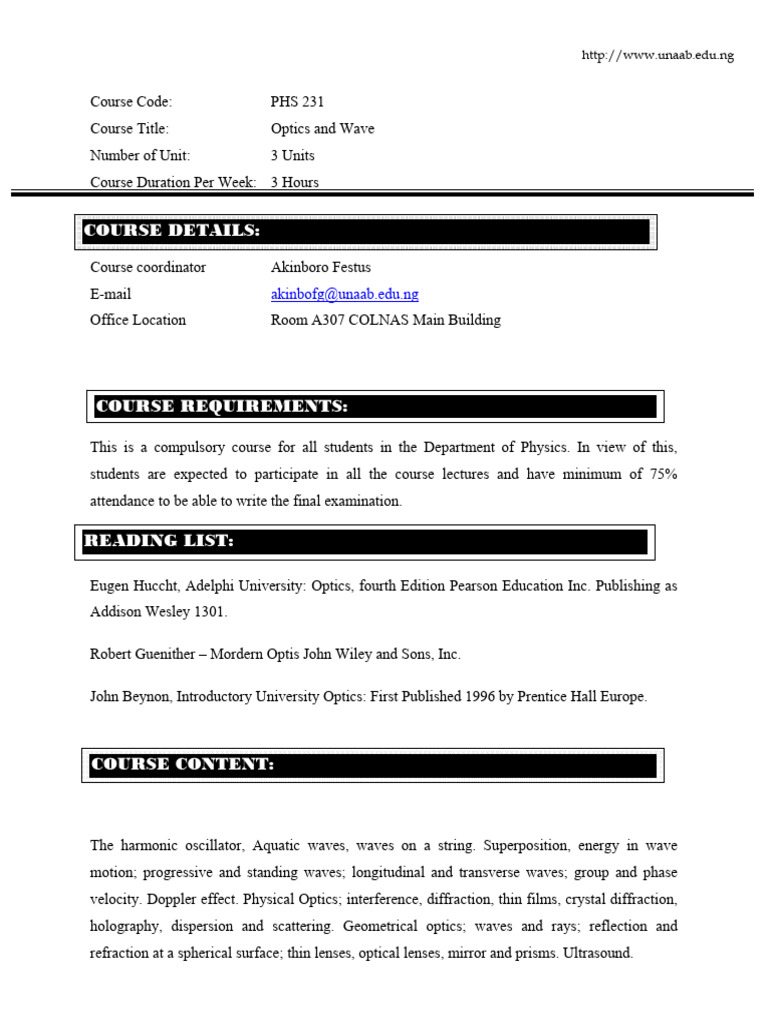 Optics and Wave (1) | PDF | Diffraction | Optics