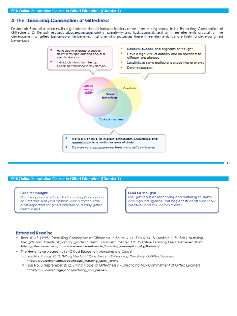 Renzulli's Three-Ring Model of Giftedness | PDF | Creativity | Gifted ...