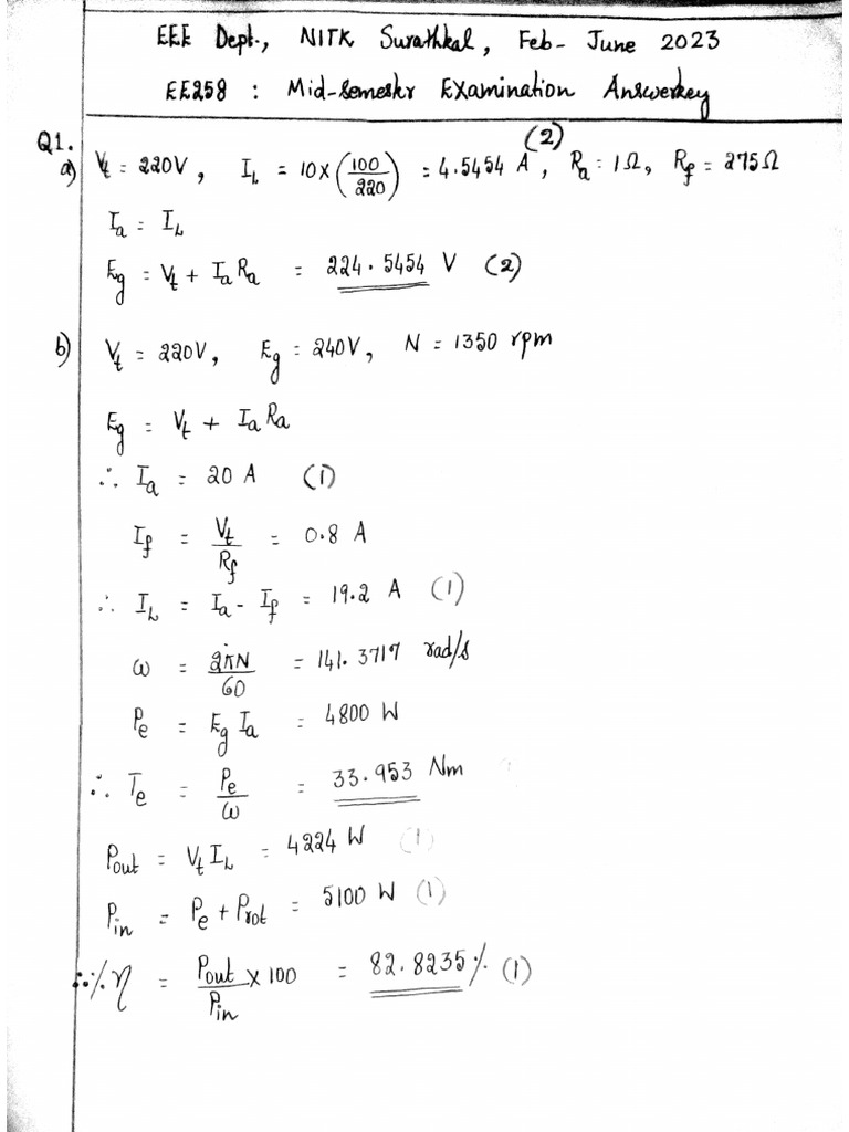 EE258 2023 Mid Sem Solution | PDF