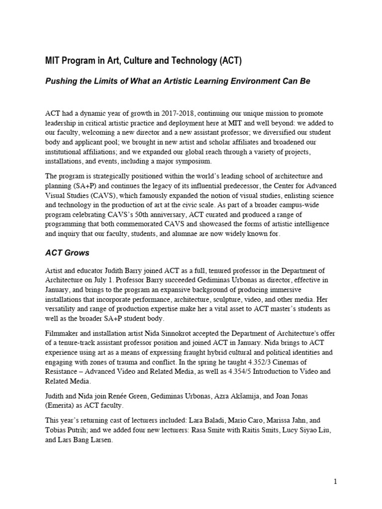 MIT ACT Program Growth and Achievements | PDF | Massachusetts Institute ...