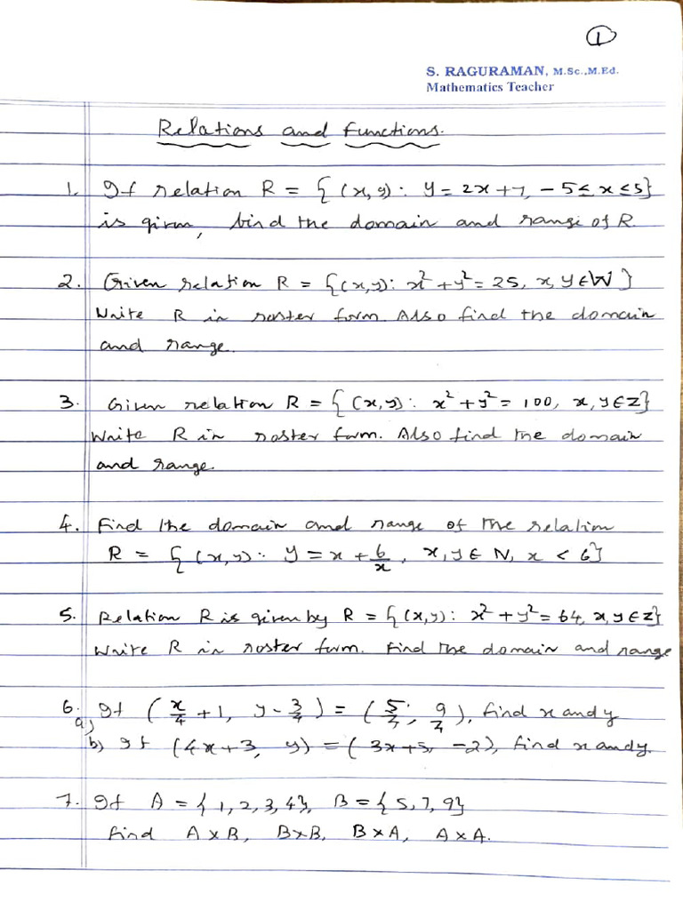 Mathematics Functions and Relations Guide | PDF