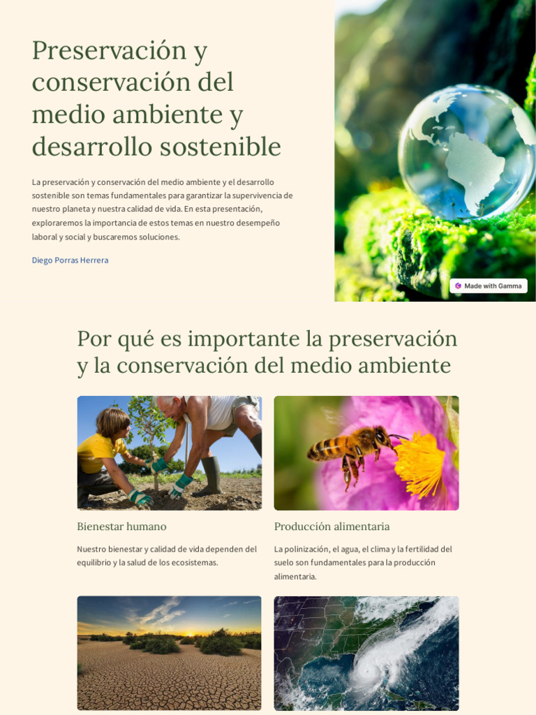 Preservacion y Conservacion Del Medio Ambiente y Desarrollo Sostenible ...