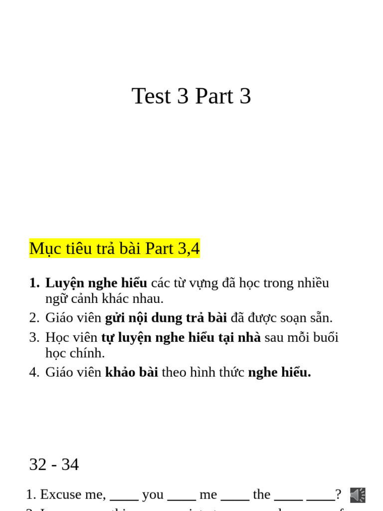 Test 3 Part 3 TRÀ BÀI | PDF
