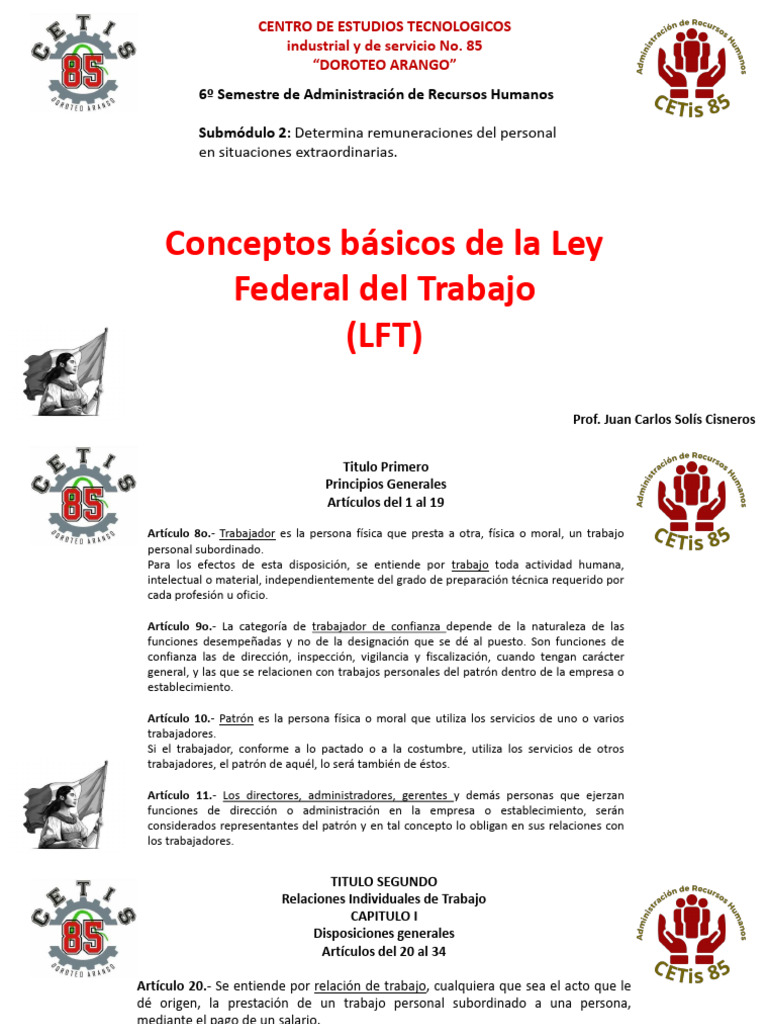 Ley Federal del Trabajo: Resumen Clave | PDF | Salario | Tiempo de trabajo