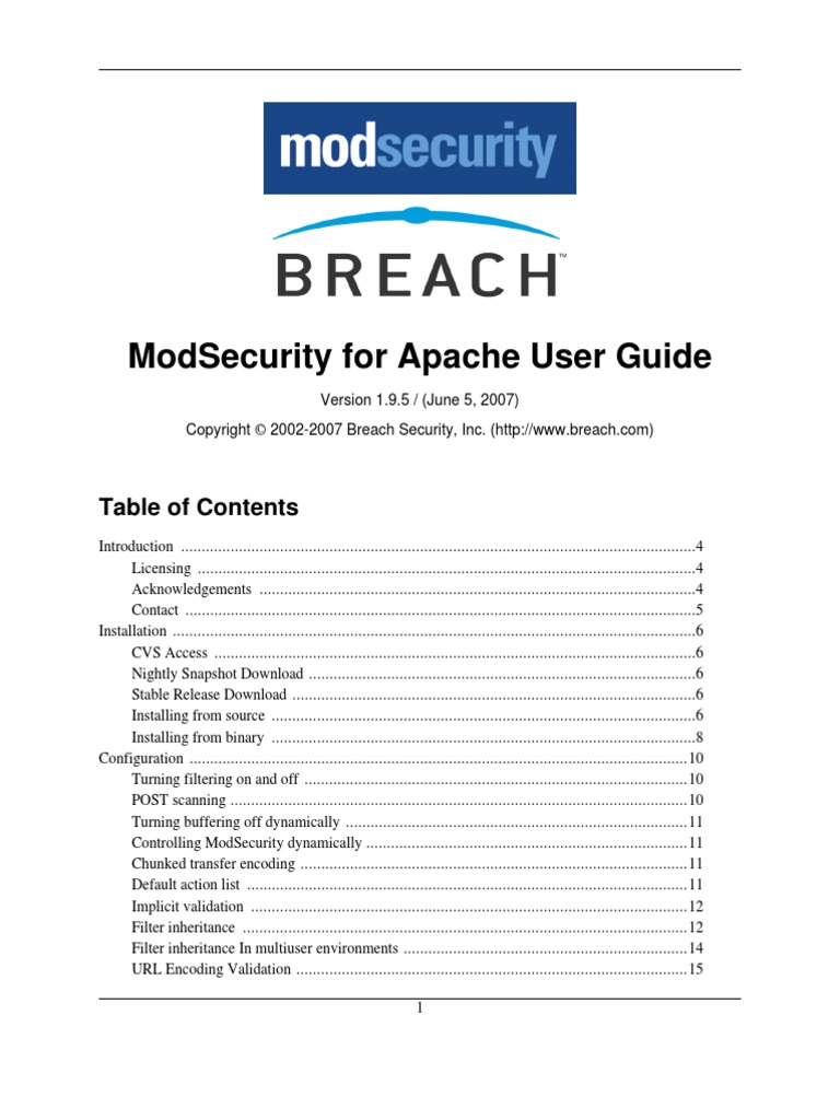 Mod Security For Apache User Guide | PDF | Apache Http Server ...