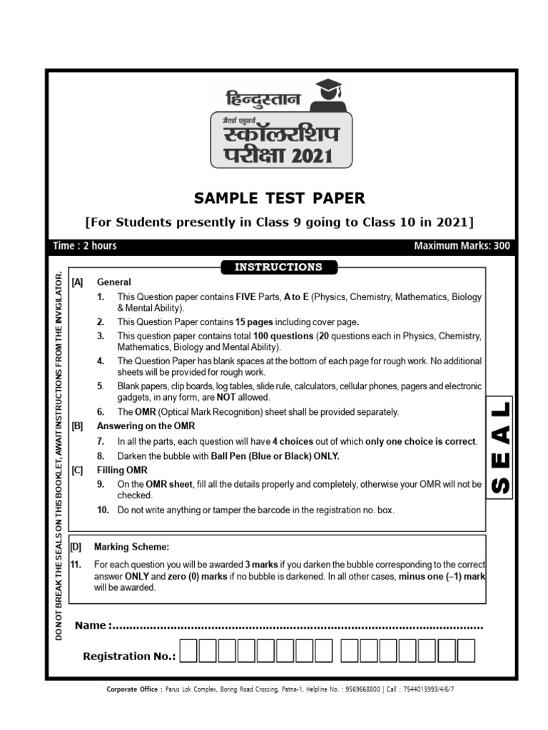 Sample Test Paper for Class 9 Students | PDF | Force | Colloid