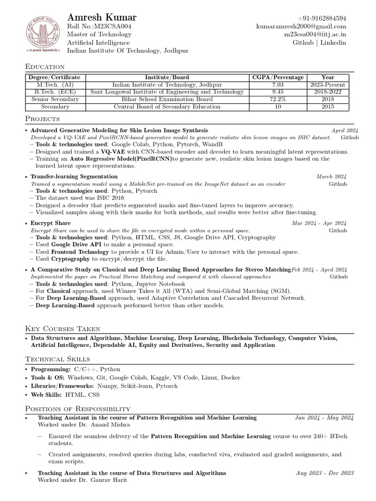Amresh Resume SPC Portal | PDF | Computing | Computer Science