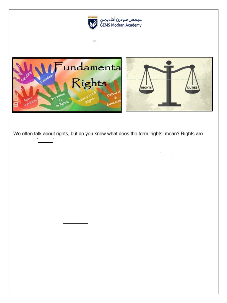 Fundamental Rights and Duties for Grade 7 | PDF | Justice | Crime ...