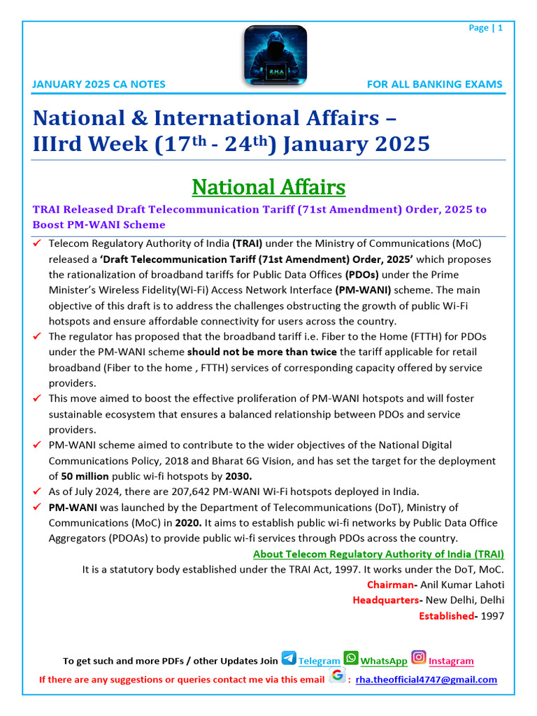 January 2025 CA Notes for Banking Exams | PDF | Wi Fi | Fiber To The X