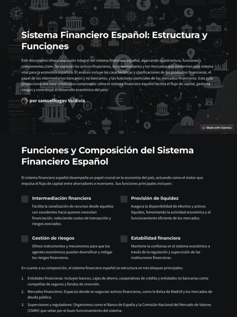 Estructura y Funciones del Sistema Financiero Español | PDF | Bancos ...