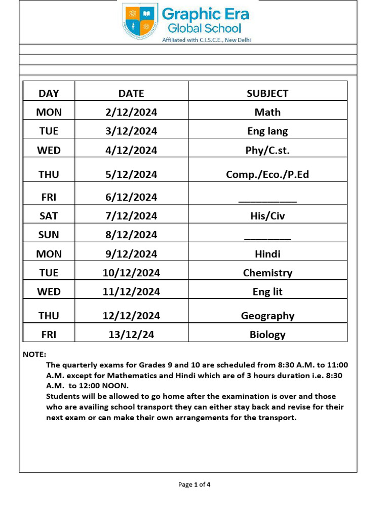 Grade 9 Syllabus And Datesheet Pdf Trigonometric Functions