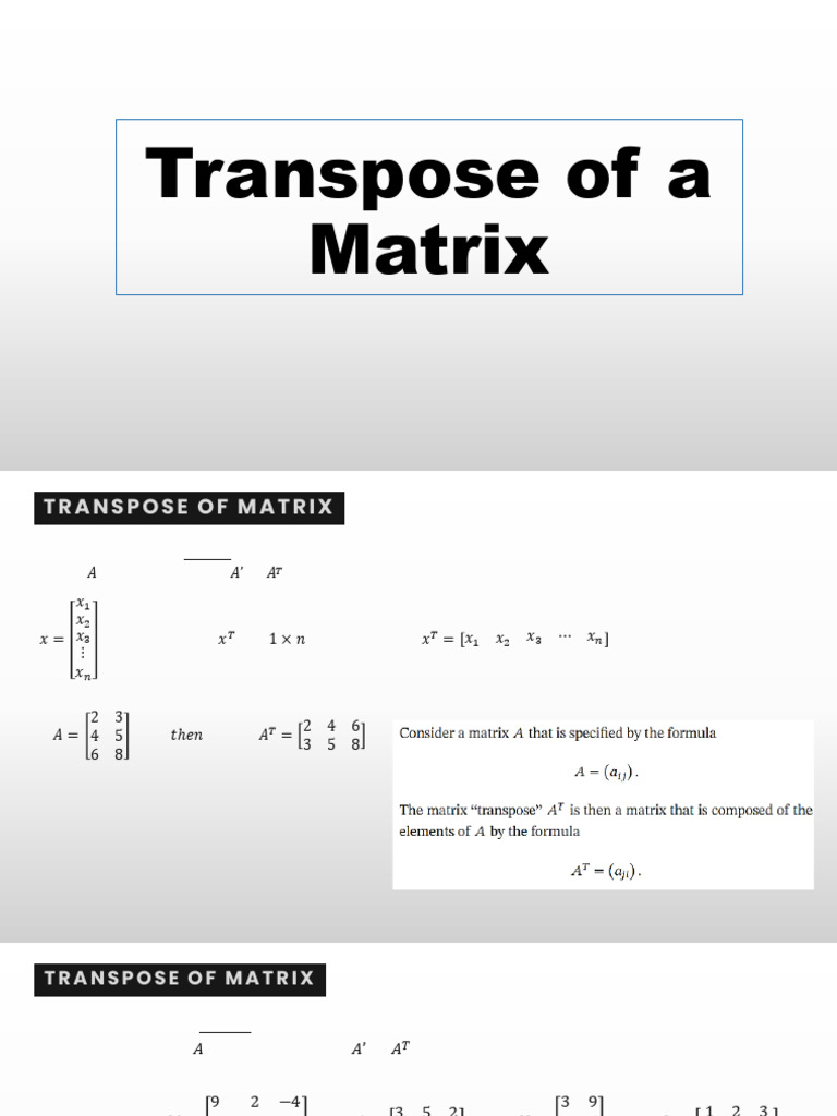 3 Transpose of A Matrix - 1 1 | PDF | Matrix (Mathematics) | Abstract ...