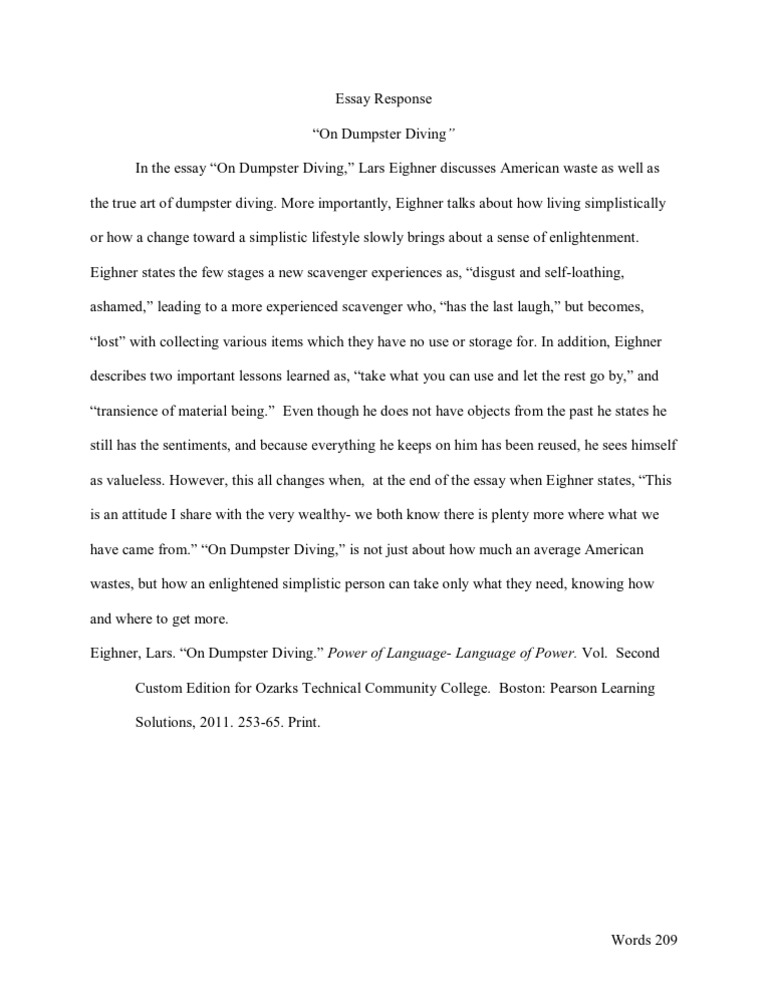 Thesis On Dumpster Diving Waste Cognition