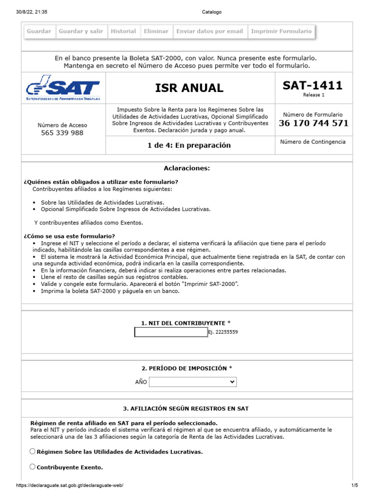 Declaración ISR Anual SAT-1411 Guía | PDF | Impuestos | Ganancia capital