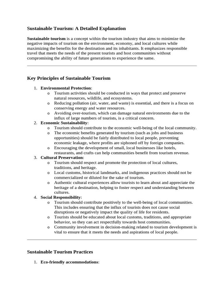 Principles of Sustainable Tourism | PDF | Tourism | Sustainability