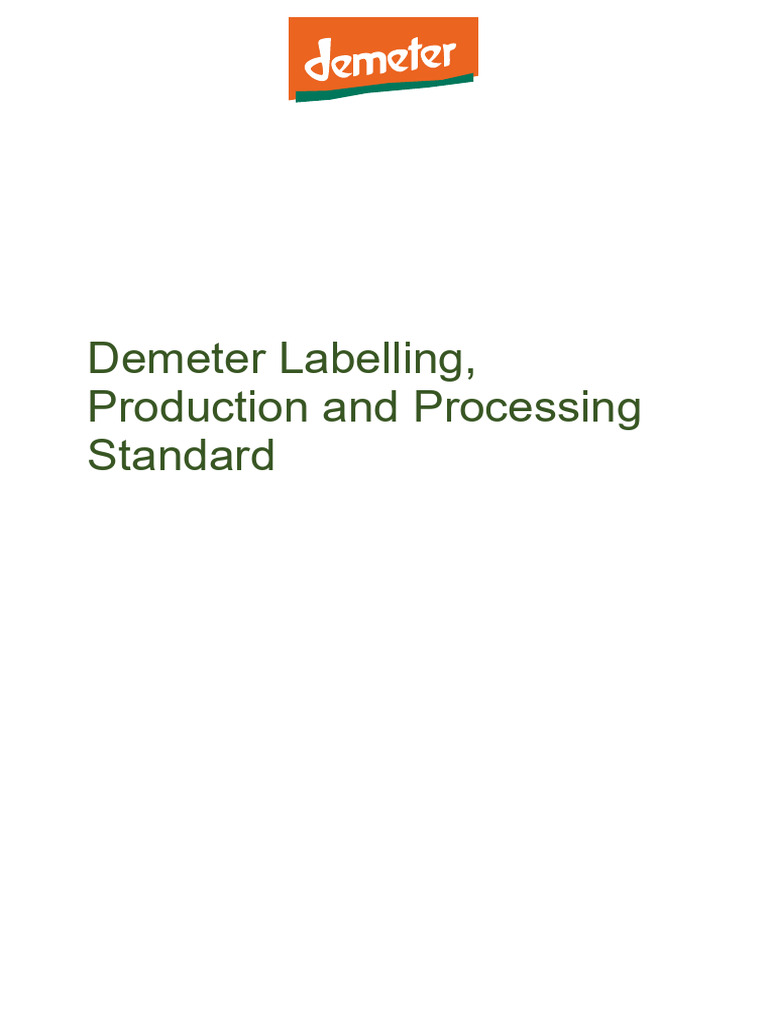 Demeter Labelling & Processing Standards | PDF | Vinegar | Alcoholic ...