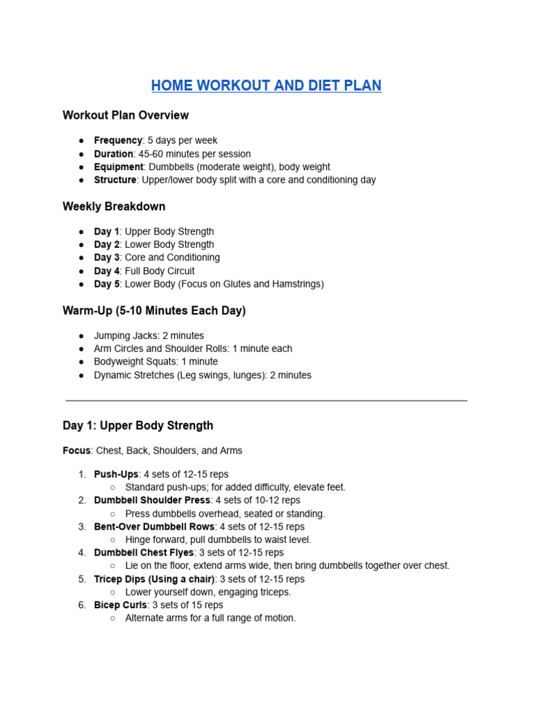 Home_Workout_Plannn | PDF | Physical Fitness | Physical Exercise