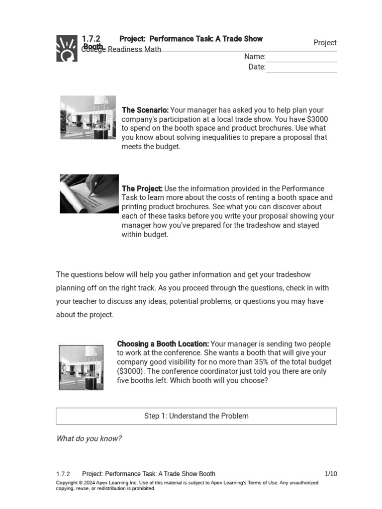 1.7.2 Project - Performance Task - A Trade Show Booth (Project) | PDF ...