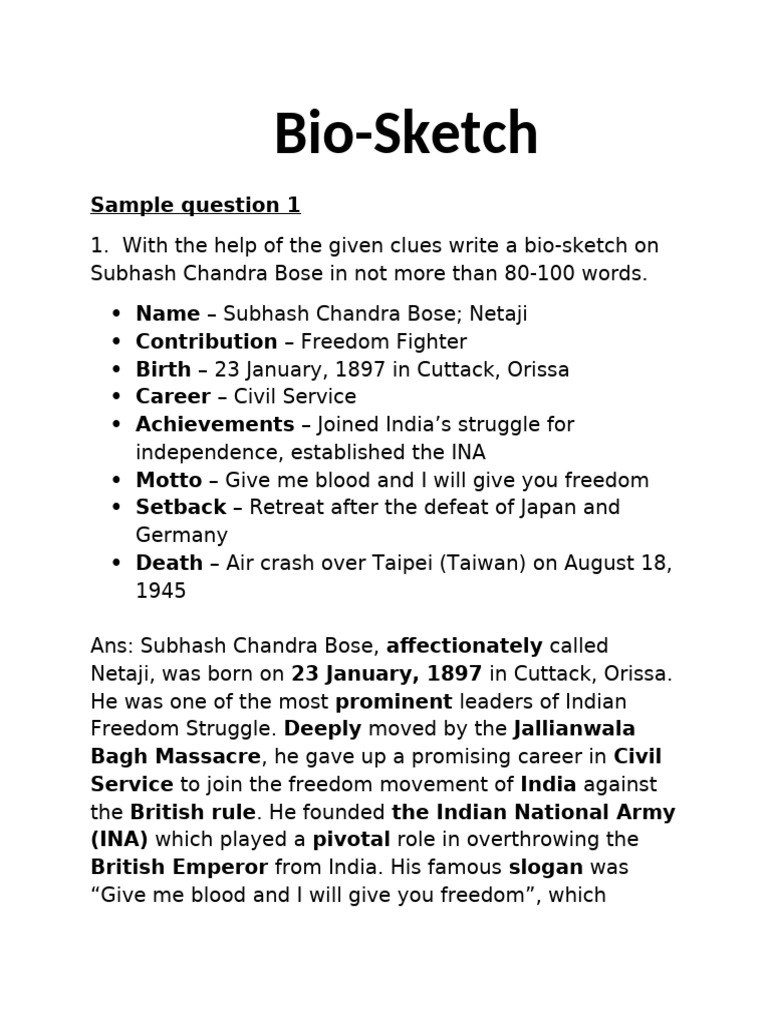 Subhash Chandra Bose: Freedom Fighter Bio | PDF