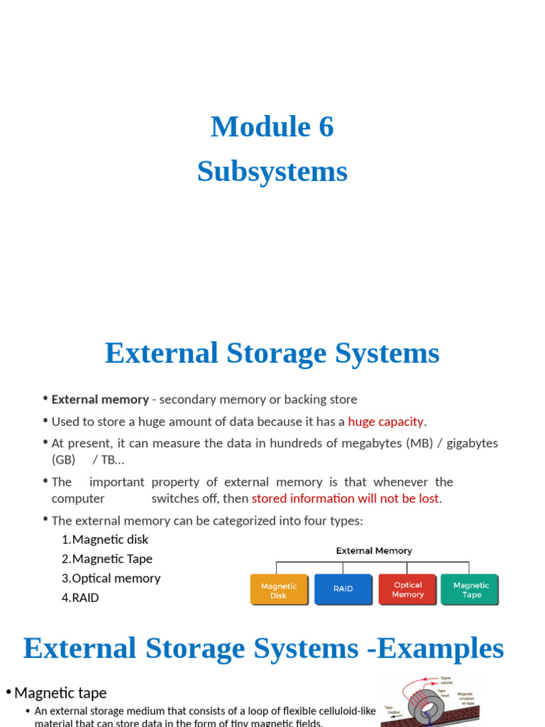 Overview of External Storage Systems | PDF | Solid State Drive ...