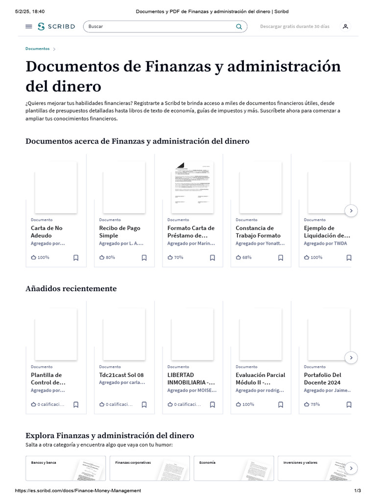 Documentos y PDF de Finanzas y Administración Del Dinero - Scribd | PDF ...