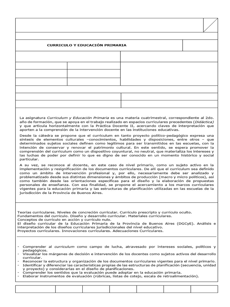 Currículo y Educación Primaria 2024 | PDF | Plan de estudios ...