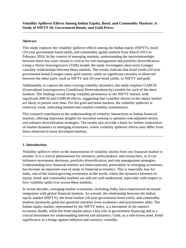 Indian Market Volatility Spillover Study | PDF | Vector Autoregression ...